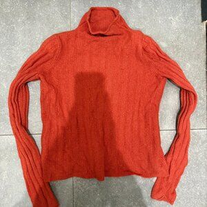 Madewell | Mock Neck Ribbed Womens Sweater | Burnt Orange |  Size XS